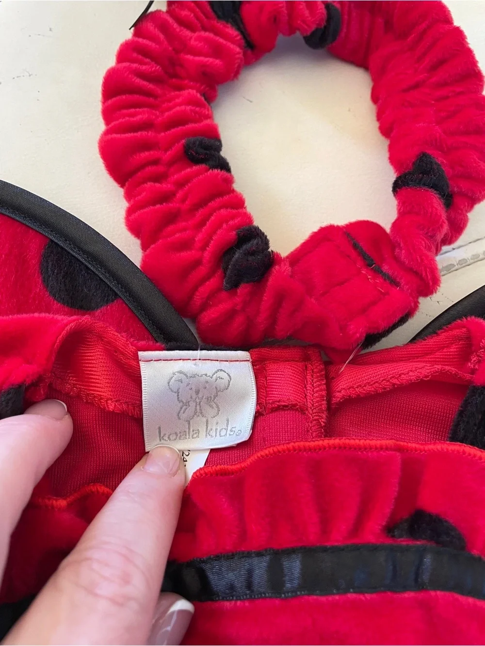 🐞 Koala Kids Red and Black Ladybug Costume with Headband 3-6 months